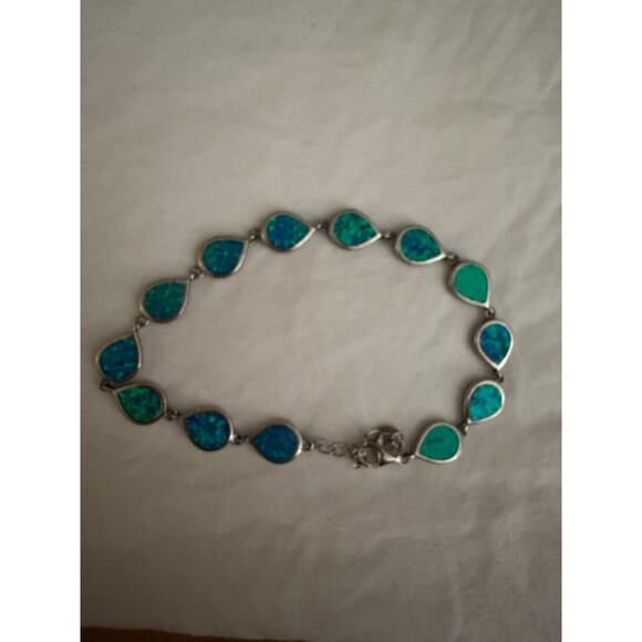 Turquoise and silver colored Bracelet from Aruba - Picture 1 of 2
